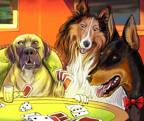 Dogs Playing Poker Updated Illustration