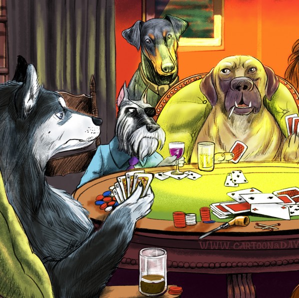 Dogs Playing Poker Updated Illustration