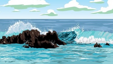 Vector Ocean Waves Cartoon