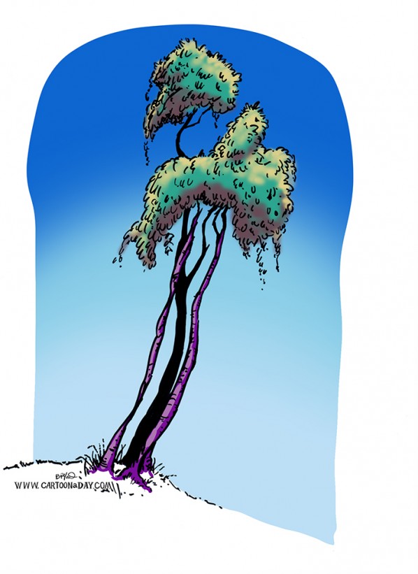 bush-tree-ink-sketch-blue