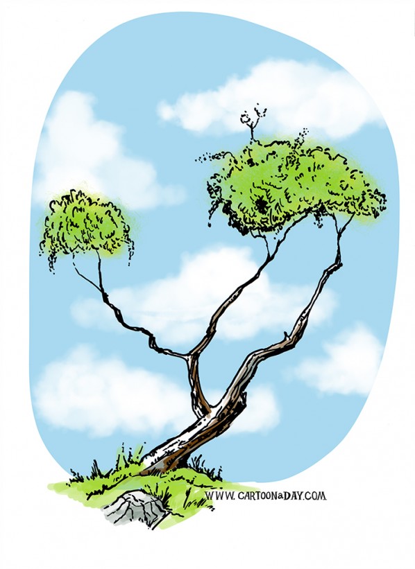 bush-tree-variation-ink-sketch-color