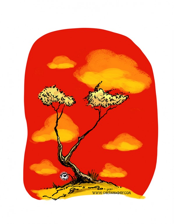 bush-tree-variation-ink-sketch-red
