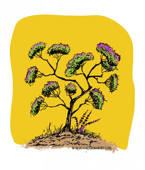 bush-tree-variation-ink-yellow