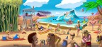 Cartoon Tropical Hawaii Beach Scene Final