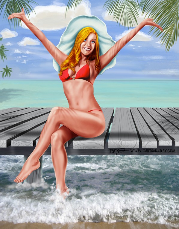 Beach Fun Pin Up Illustration