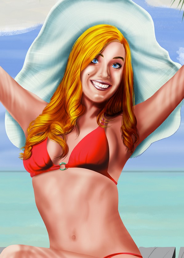 Beach Fun Pin Up Illustration