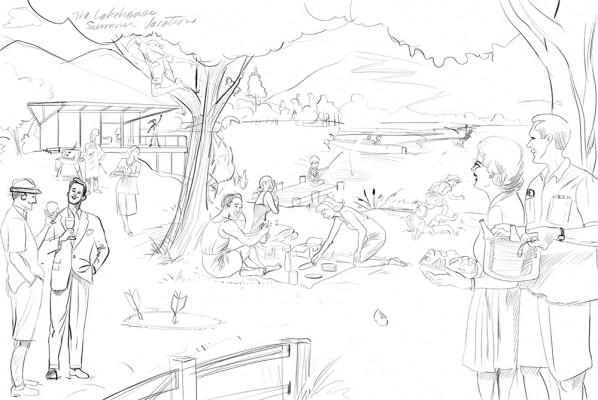 Lake Summer-party-50's-sketch