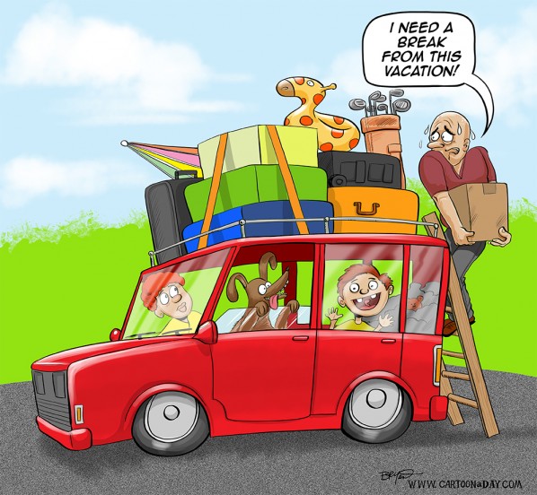 Exhausting Summer Vacation Color Cartoon