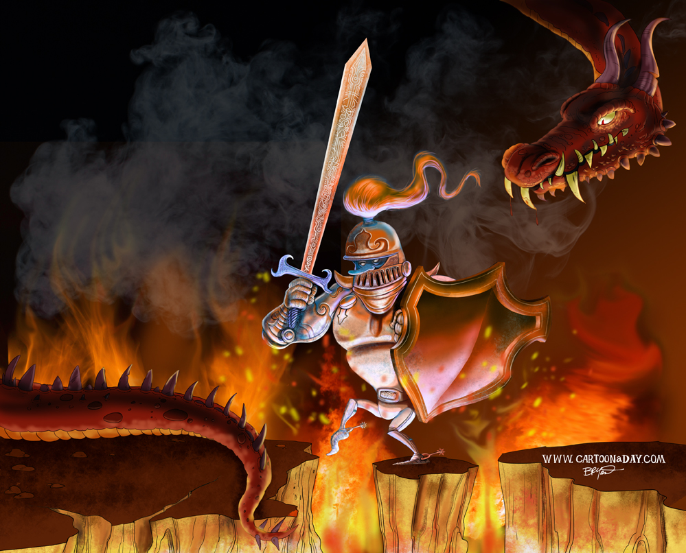 knight-and-dragon-cartoon-painting