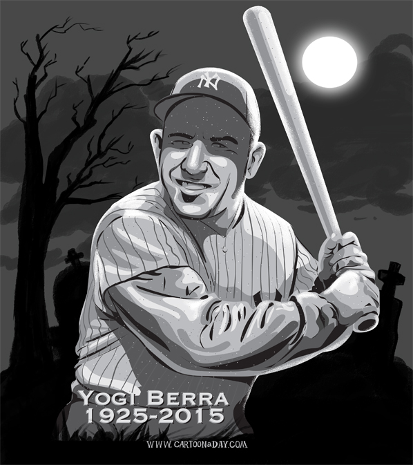 Yogi Berra Dies Celebrity Gravestone ❤ Cartoon « Cartoon A Day