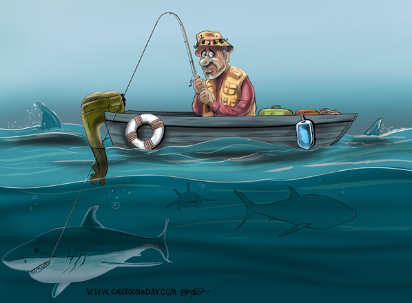 New Zealand Town Targeted by Sharks Cartoon