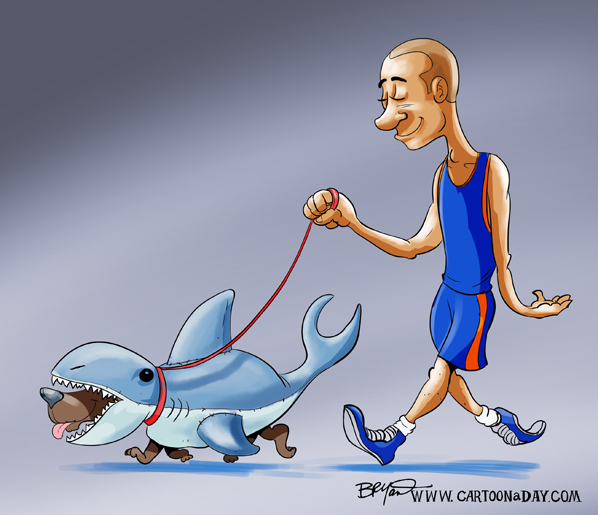 Funny Shark Week Dog Walking ❤ Cartoon « Cartoon A Day