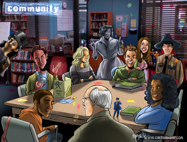 Cast of Community Cartoon Study Room ❤ Cartoon « Cartoon A Day