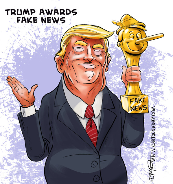 Trump Awards Fake News Cartoon