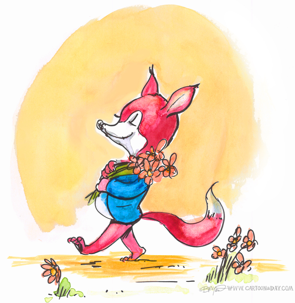 boy-fox-flowers-watercolor-598