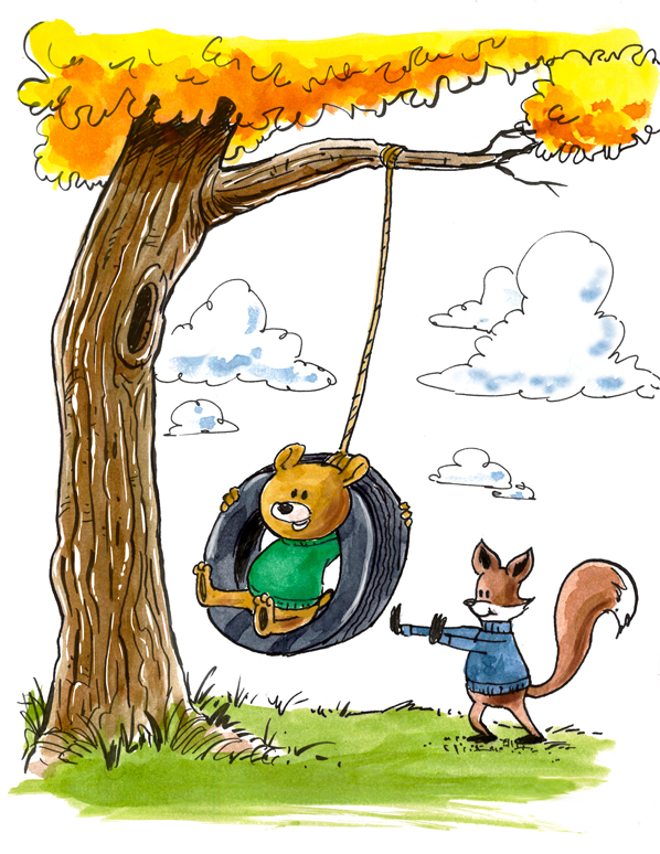 fox-and-bear-tire-swing-598