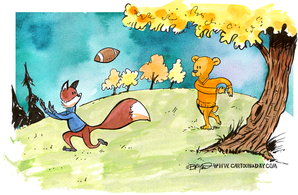 fox-bear-playing-football-watercolor-598