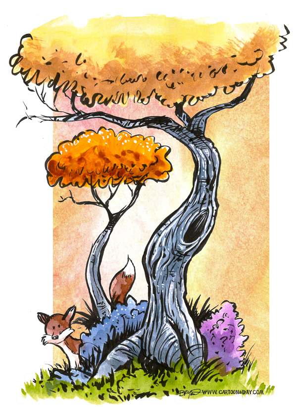 fox-hiding-in-forest-cartoon-598