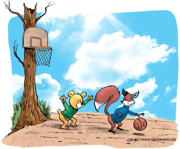 Kit The Fox And Barry Bear Play Spring Basketball Cartoon Cartoon Cartoon A Day