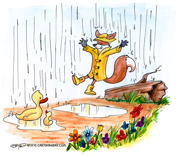 fox-rain-day-ducklings-jump-598