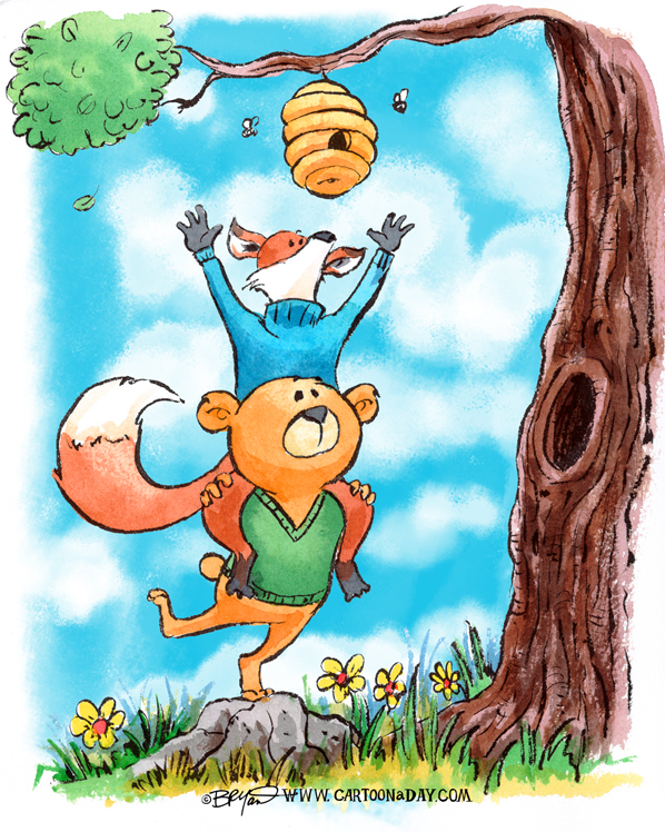 fox-and-bear-honey-cartoon-598