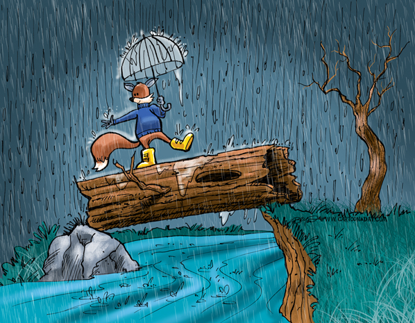 Rainy Day Fox Cartoon ❤ Cartoon « Cartoon A Day