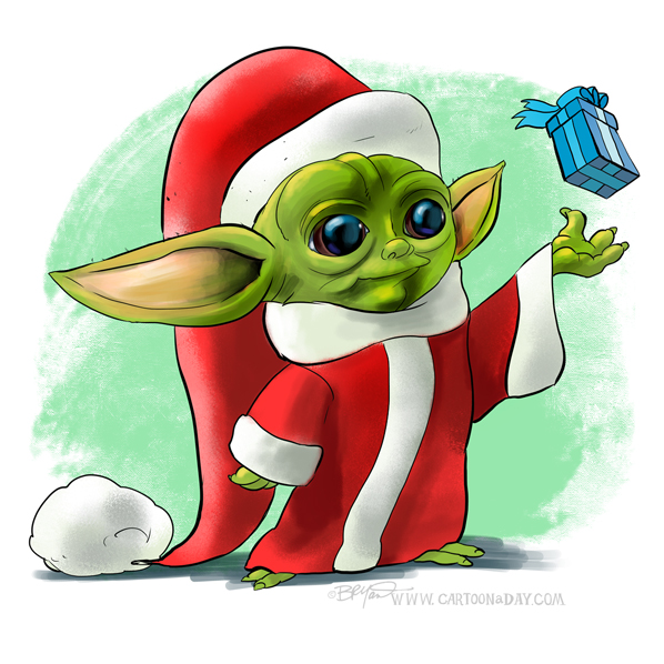 Baby Yoda and Christmas Cartoon ❤ Cartoon « Cartoon A Day