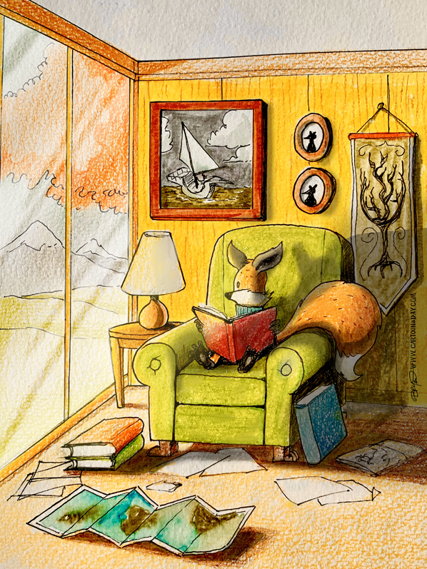 Kit-fox-reading-book-sunlight-598