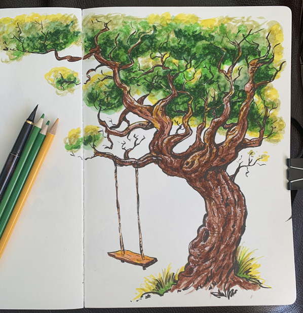 Twiggy Tree Sketchbook Colored Pencil ❤ Cartoon « Cartoon A Day