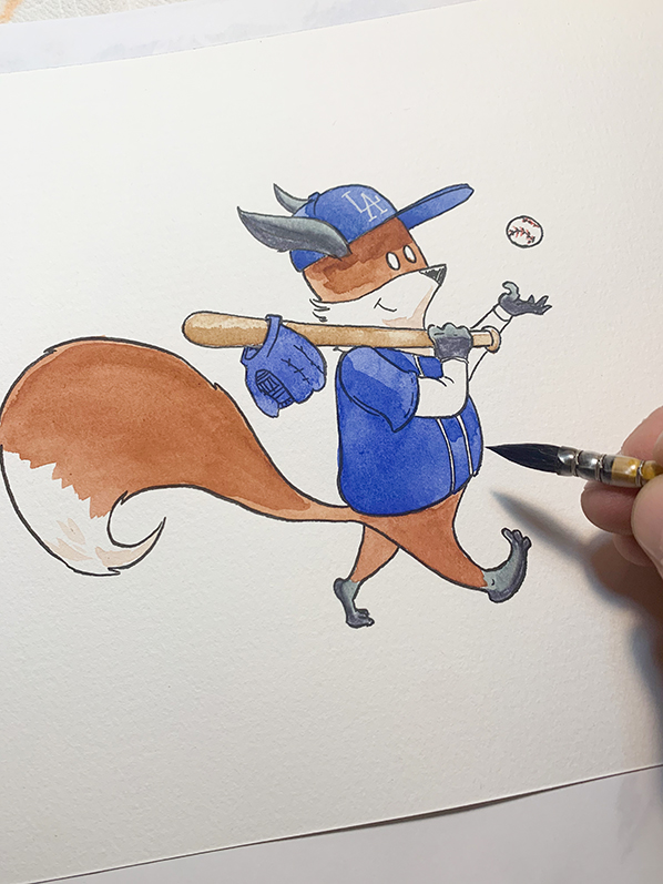kit-fox-dodgers-baseball-painting