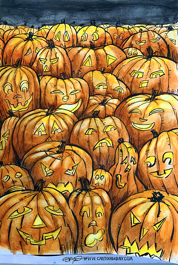 Watercolor Pumpkin Patch ❤ Cartoon