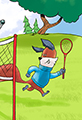 Kit the Fox and Barry Bear play Badminton