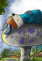 Kit Falls Asleep on Mushroom