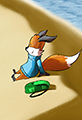 Kit the Fox Rests on a Sand Dune