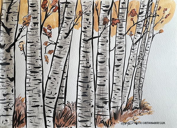 Birch-forest-wtercolor-B