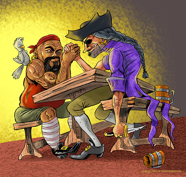 Pirates-armwrestling-cartoon-598