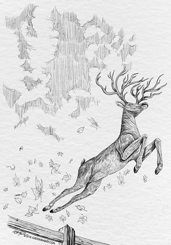 Inktober-5-deer-juumping-598