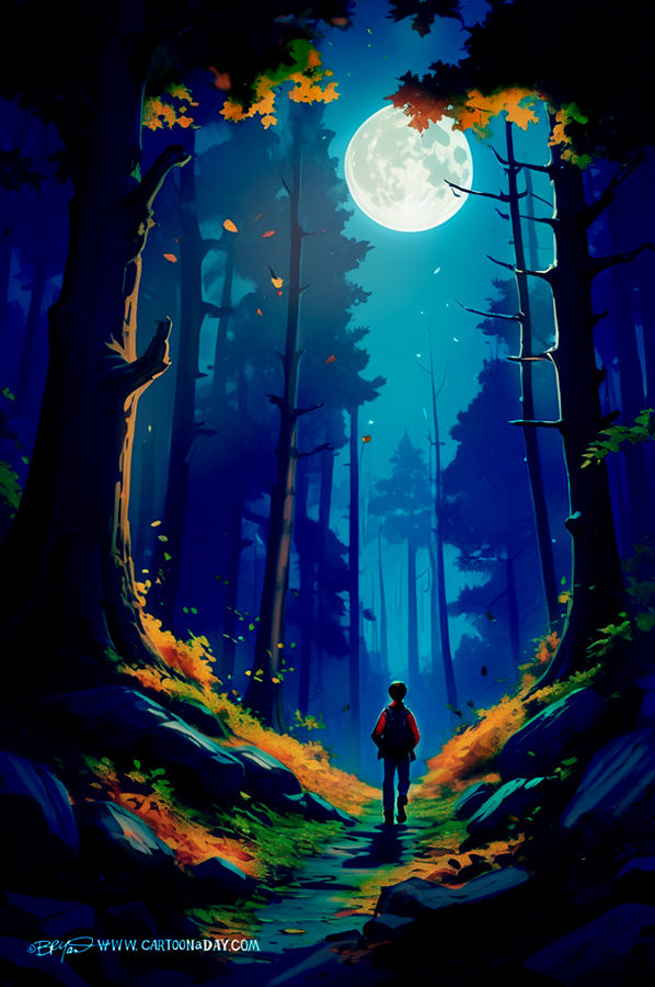 Walking-in-the-woods-full-moon-598